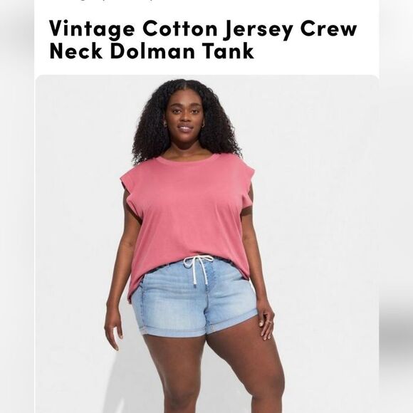 torrid Tops - Torrus VintageStyle Cotton Jersey Crew Neck Dolman Tank